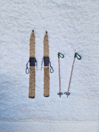 Gastendoekje houten ski's - 30 x 50 cm