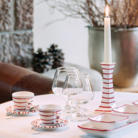 Schoteltje voor koffie- en theekopje - Geflammt - rood-  15 cm