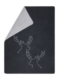 Deken hert silhoutte grijs- 150 x 200 cm