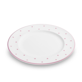 Dessertbord - Hartjes roze - 22 cm