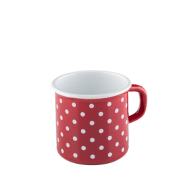 Drinkbeker - Rood - witte stippen - 8 cm - 0,375 liter