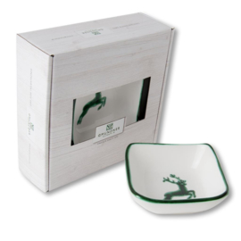Schaaltje vierkant - Hert groen  - 9 x 9 cm - cadeauverpakking