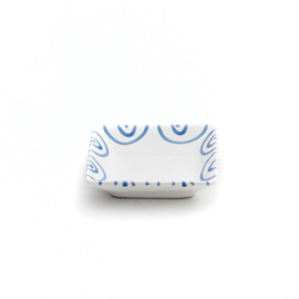 Snackschaal vierkant - Geflammt - blauw - 11 x 11 cm