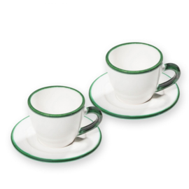 Espressoset voor twee - Rand - groen - cadeauverpakking