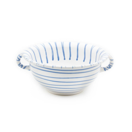 Serveerkom met oren - Geflammt - blauw - 25 cm