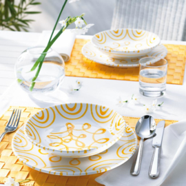 Dessertbord vierkant - Geflammt - geel - 20 x 20 cm