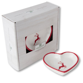 Schaaltje hart - Hert robijnrood - 10 cm - cadeauverpakking