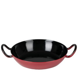 Wokpan met oren - rood / zwart - 26 cm