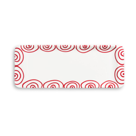 Stollenschaal - Geflammt - rood - 42 x 16cm