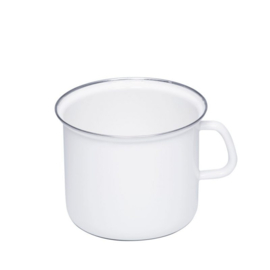 Beker met chrome rand - wit - 16 cm - 2,0 liter