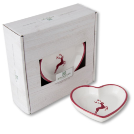 Schaaltje hart - Hert bordeauxrood - 10 cm - cadeauverpakking