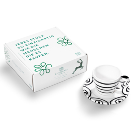 Espressoset 2-delig - Geflammt - zwart - cadeauverpakking