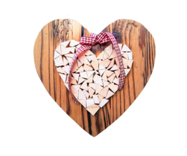 Decoratie hart met Zirben hout