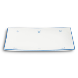Serveerschaal rechthoek - Sneeuwkristal - blauw - 30 x 20 cm