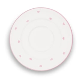 Schoteltje voor espressokopje - Hartjes roze  - 11 cm