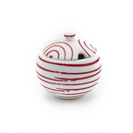 Suikerpot bol - Geflammt - rood - 10 cm