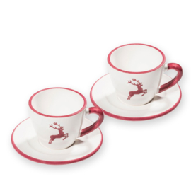 Espressoset voor twee- Hert Bordeauxrood