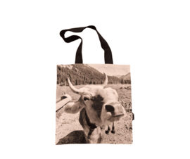 Tas met koe - 40 x 40 cm sepia