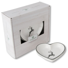 Schaaltje hart - Hert grijs - 10 cm - cadeauverpakking