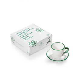 Espressoset 2-delig - Rand - groen - cadeauverpakking