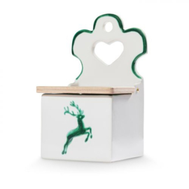 Zoutpot met houten deksel - Hert groen - 18 cm
