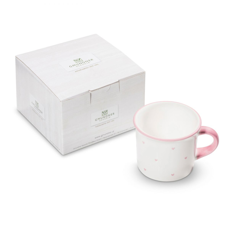 Koffiebeker hartjes roze cadeauverpakking - 0,24l