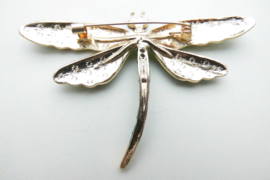 Broche libelle metallic groen.