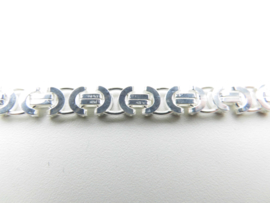 Zilveren platte konings bracelet.