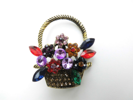 Broche mandje bloemen