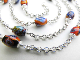 Zilveren ovale allakondre kralen lontai ketting. (medium)