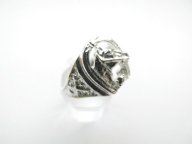 Zilveren hoefijzer paard ring.