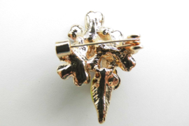 Broche lieveheersbeestje op blauwe bloem.