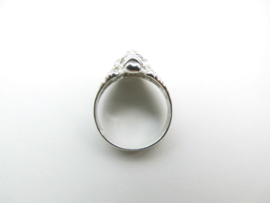 Zilveren leeuwen kop ring. ( klein )