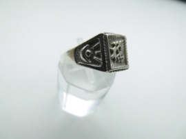 Zilveren chinees karakter "geluk" ring.