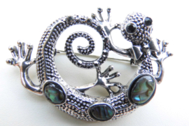 Broche parelmoer gekko.