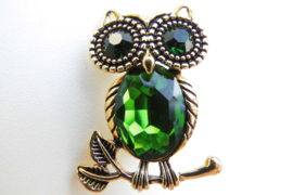 Broche groene uil.