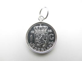 Zilveren Juliana 1 Gulden munt hanger.