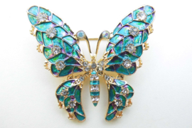 Broche vlinder groen met beetje paars.