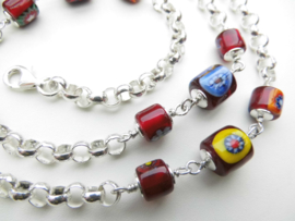 Zilveren cilinder allakondre kralen lontai ketting. (large)