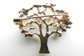 Broche geldboom met synth. parels.