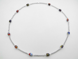 Zilveren ovale allakondre kralen lontai ketting. (medium)