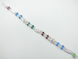 Zilveren roos piet-piet gekleurde kralen bracelet.