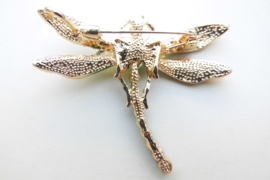 Broche metallic groene libelle.