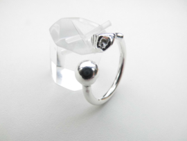 Zilveren vuist-bal boei ring.
