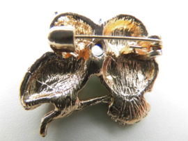 Broche groen/blauwe uiltjes.