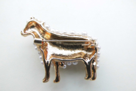 Broche synth. pareltjes schaap.