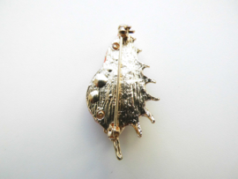 Broche zeeschelp met synth. parels.