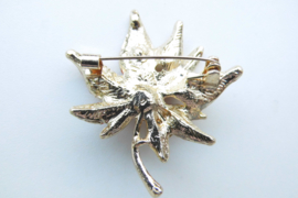 Broche herfstbladeren met synth. parel.