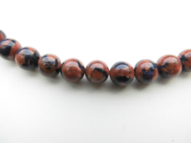 Blauw/bruine goudsteen kralen bracelet met zilveren sluiting.