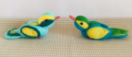 Vitproject: 2x2 vogeltjes - blauw/geel en groen/geel/paars